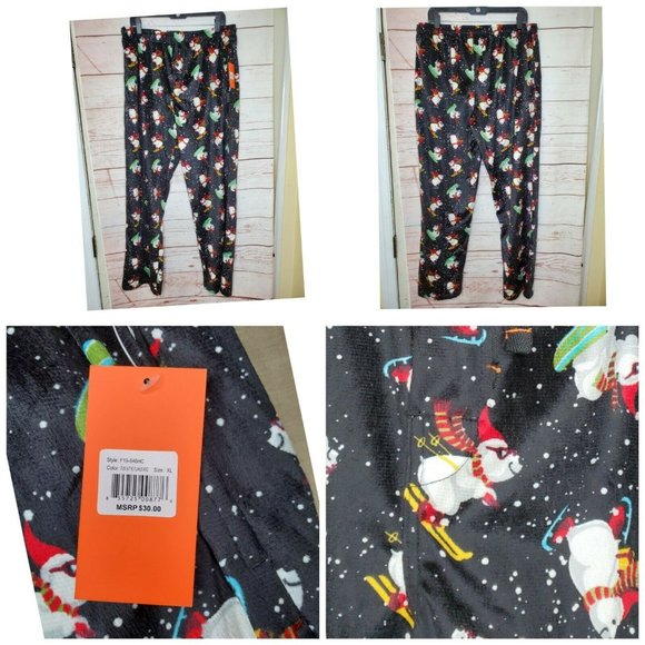 Hawke & Co Sledding Snowman Fleece Pajama Fleece Pants XL Style F19-846HC - Picture 1 of 9